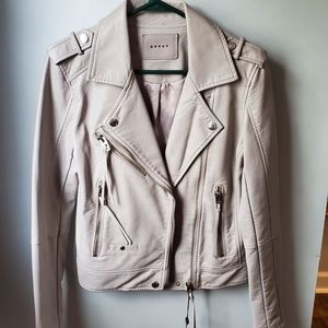 Blush pink leather jacket